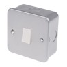 RS PRO Grey 6 A Surface Mount Metalclad Steel 2 Way Rocker Light Switch 1 Gang Matt Finish 240V 768-3523
