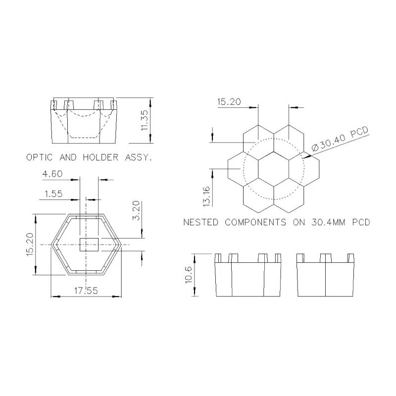 Polymer Optics Modular LED Optics Series Lens Assembly Diffuser Colour Mixer Collimator Concentrator Beam 141/180