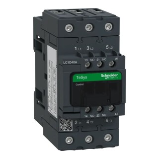 Schneider Electric Contactor, 230V AC Coil, 3-Pole, 40 A, 18.5 kW Power Rating, 3 NO Auxiliary Contacts, 690V AC LC1D