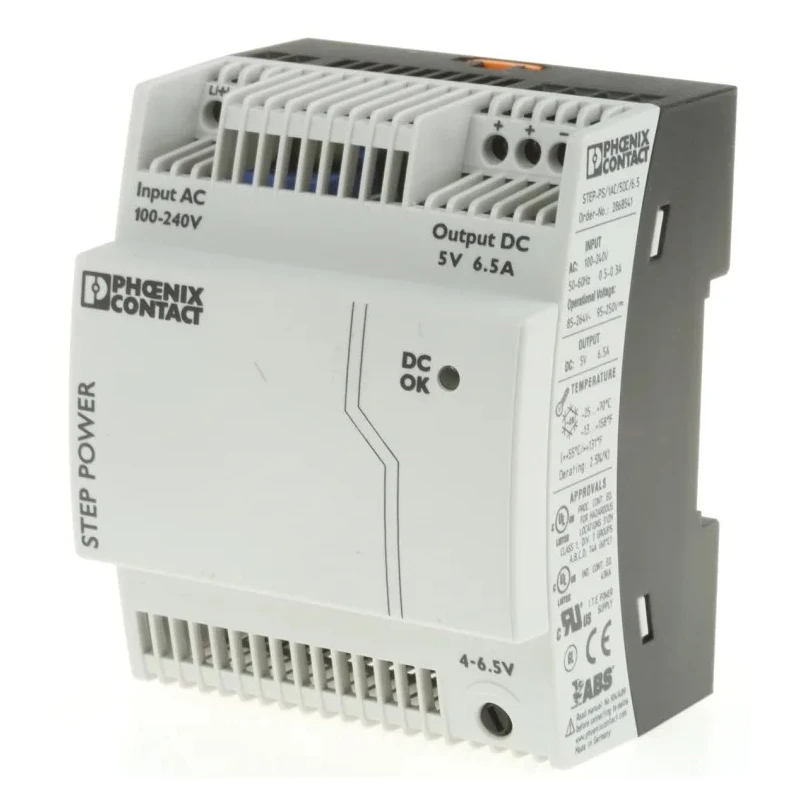 Phoenix Contact STEP POWER Switched Mode DIN Rail Power Supply 1 Phase 85-264V AC Input 5V DC, 6.5A Output, 32.5W 2868541