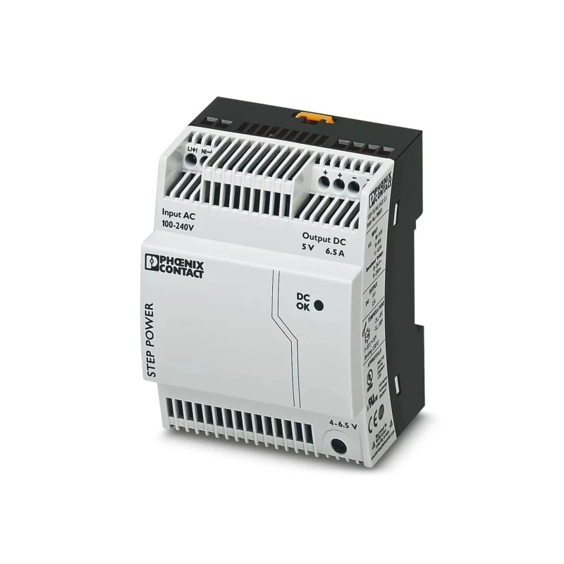 Phoenix Contact STEP POWER Switched Mode DIN Rail Power Supply 1 Phase 85-264V AC Input 5V DC, 6.5A Output, 32.5W 2868541