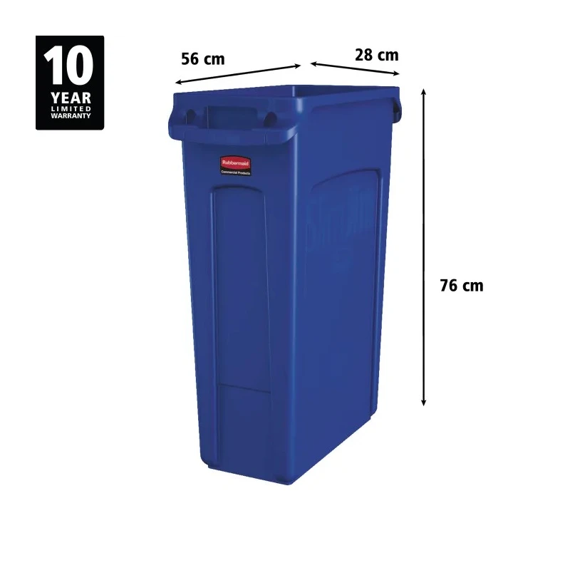 Rubbermaid Commercial Products Slim Jim Blue Polyethylene Waste Bin 87L FG354007BLUE