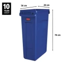 Rubbermaid Commercial Products Slim Jim Blue Polyethylene Waste Bin 87L FG354007BLUE