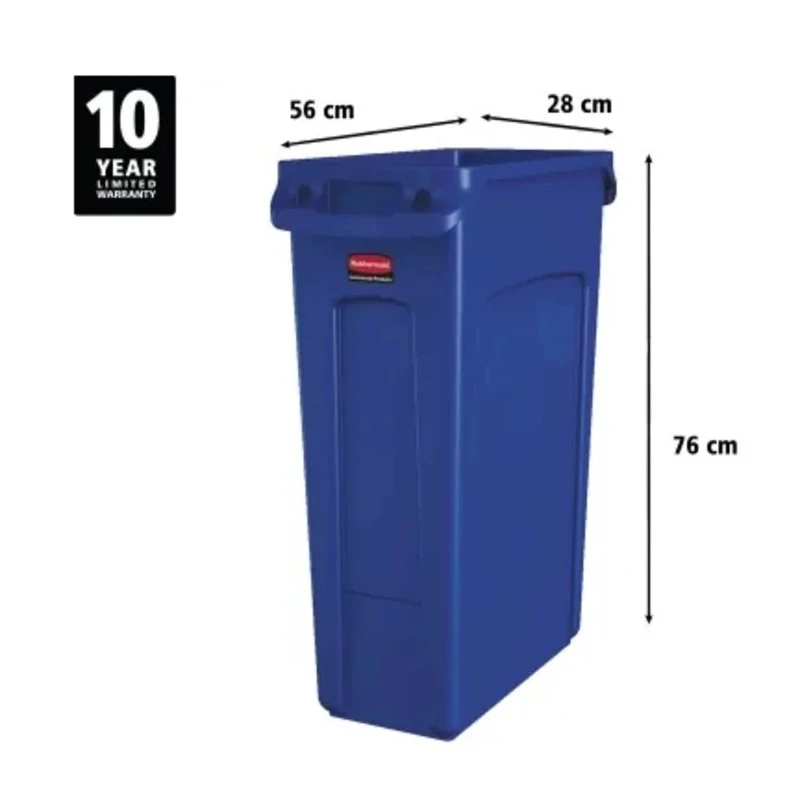 Rubbermaid Commercial Products Slim Jim Blue Polyethylene Waste Bin 87L FG354007BLUE