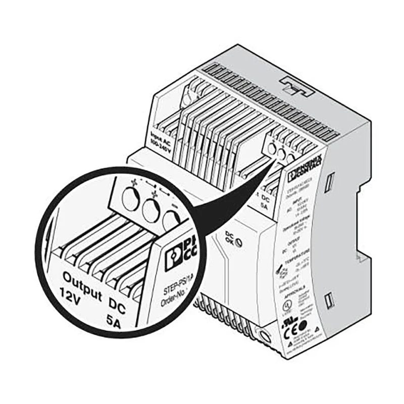 Phoenix Contact STEP POWER Switched Mode DIN Rail Power Supply 1 Phase, 264V AC Input, 16.5V DC, 5 A Output, 60 W 2868583