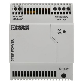Phoenix Contact STEP POWER Switched Mode DIN Rail Power Supply 264V AC Input 16.5V DC, 4A Output, 60W, IP20, Germany 2868619