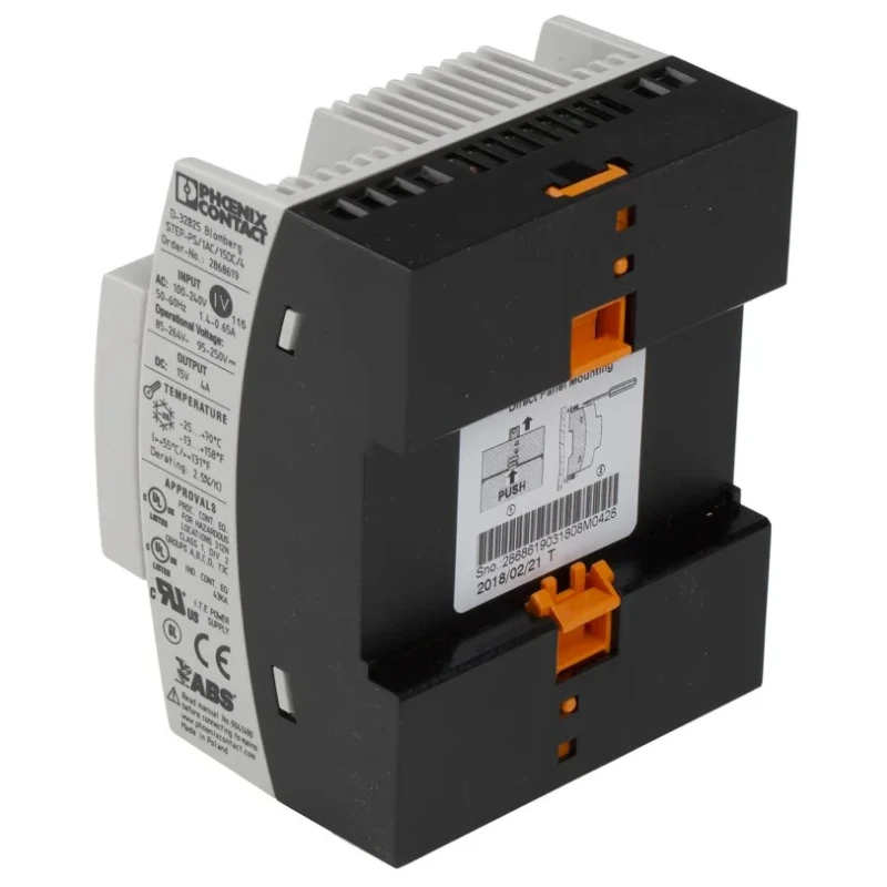Phoenix Contact STEP POWER Switched Mode DIN Rail Power Supply 264V AC Input 16.5V DC, 4A Output, 60W, IP20, Germany 2868619