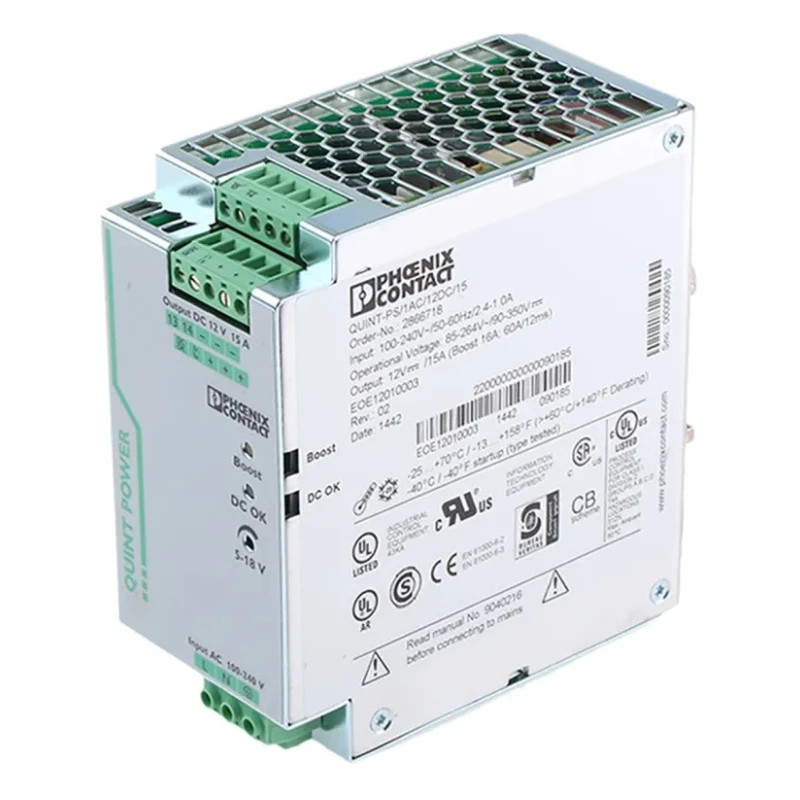 Phoenix Contact QUINT POWER Switch Mode DIN Rail Power Supply 180W, 264V AC Input, 18V DC Output, 15A Output Current 2866718