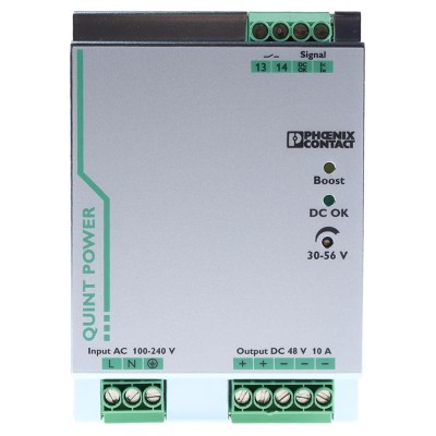 Phoenix Contact QUINT POWER Switched Mode DIN Rail Power Supply 264V AC Input 56V DC, 10 A Output, 480 W 2866682