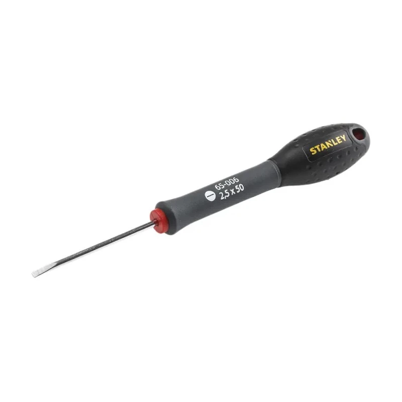 Stanley Slotted Screwdriver, 50 mm Blade, Insulated, Chrome Vanadium Steel Blade, Soft Grip Handle 1-65-006
