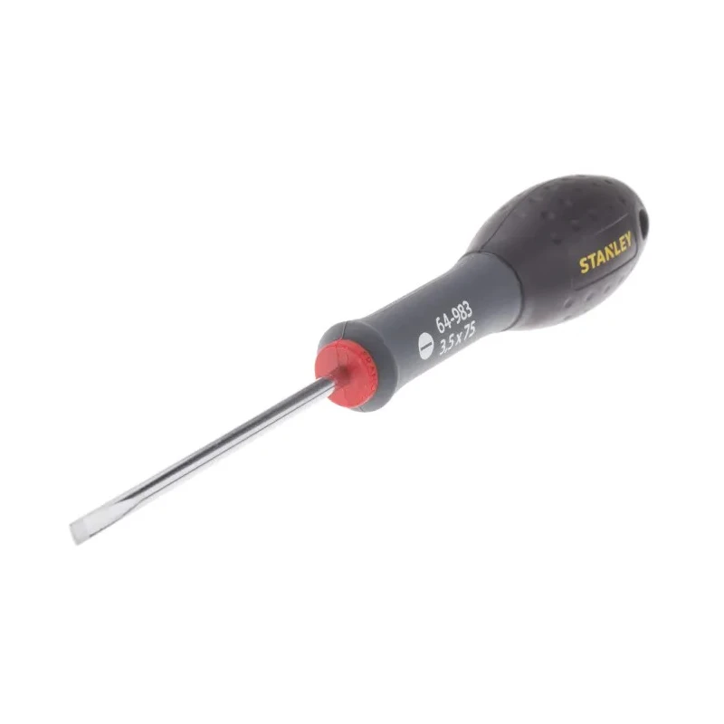 Stanley Standard Slotted Screwdriver with 75 mm Chrome Vanadium Steel Blade Insulated Soft Grip Handle 1-64-983