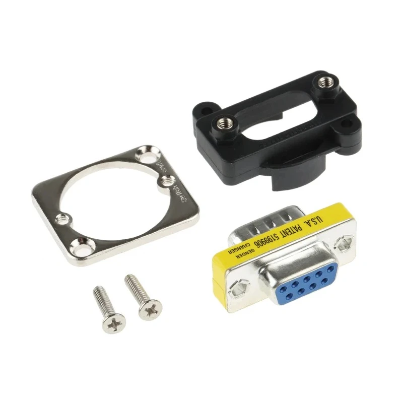 Switchcraft D-Sub Adapter 9-Way D-Sub Male to Female, DB9 Panel Mount, Gold over Nickel Contact Plating EHDB9MF