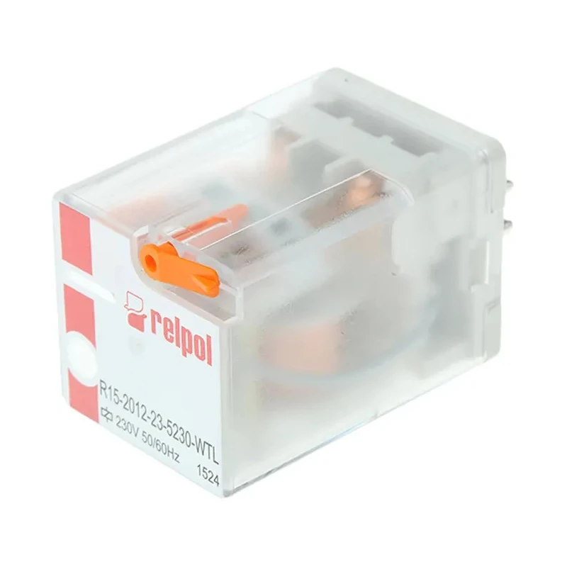 Relpol Power Relay with 230V AC Coil, 10A Switching Current, DPDT Contact Configuration, Silver Alloy R15-2012-23-5230-WTL