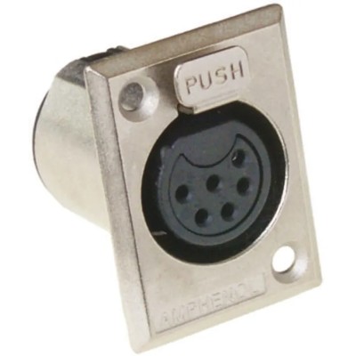 Amphenol PCD US Panel XLR Connector Female 6 Way 133V Silver Plating AC6AFPZ