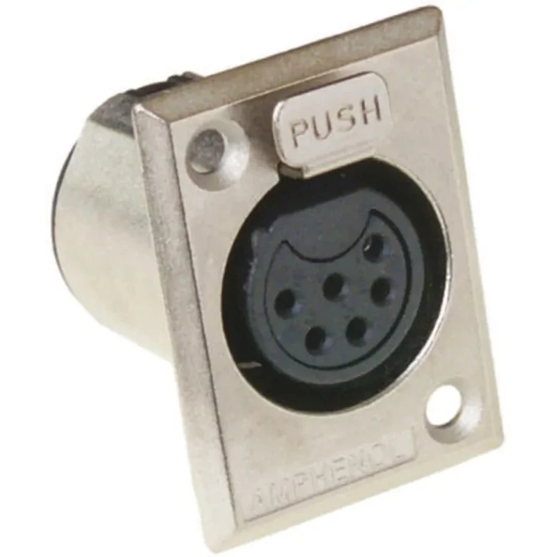 Amphenol PCD US Panel XLR Connector Female 6 Way 133V Silver Plating AC6AFPZ