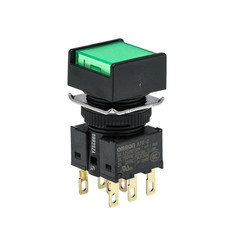 Omron Illuminated Push Button Switch Panel Mount, 16 mm Cutout, DPDT, IP65, 30 V dc 250 V A165L-AGA-24D-2