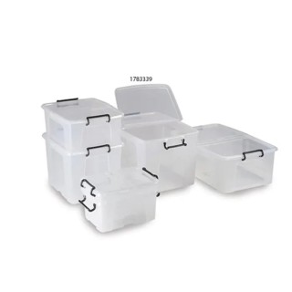 RS PRO 65L Transparent Copolymer Container with Hinged Lid 600 mm x 460 mm x 350 mm 178-3339
