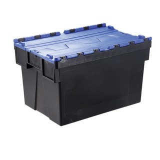 RS PRO 56L Blue Polypropylene Attached Lid Container 600 mm x 400 mm x 310 mm 178-3359