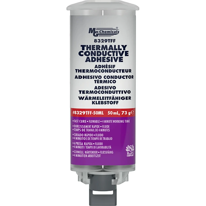 MG Chemicals Thermally Conductive Fast-Cure Two-Part Epoxy Adhesive 0.8 W/(m·K) Flame Retardant 8329TFF-50ML