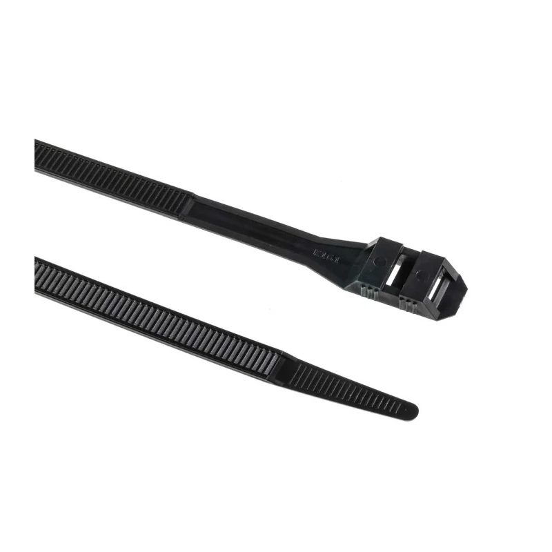 RS PRO Double Locking Cable Tie 300 mm Length x 9 mm Width Black Polyamide 66 666-4681