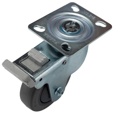 RS PRO Braked Swivel Castor 75 kg Capacity 100 mm Rubber Wheel 140 mm Overall Height 666-7561