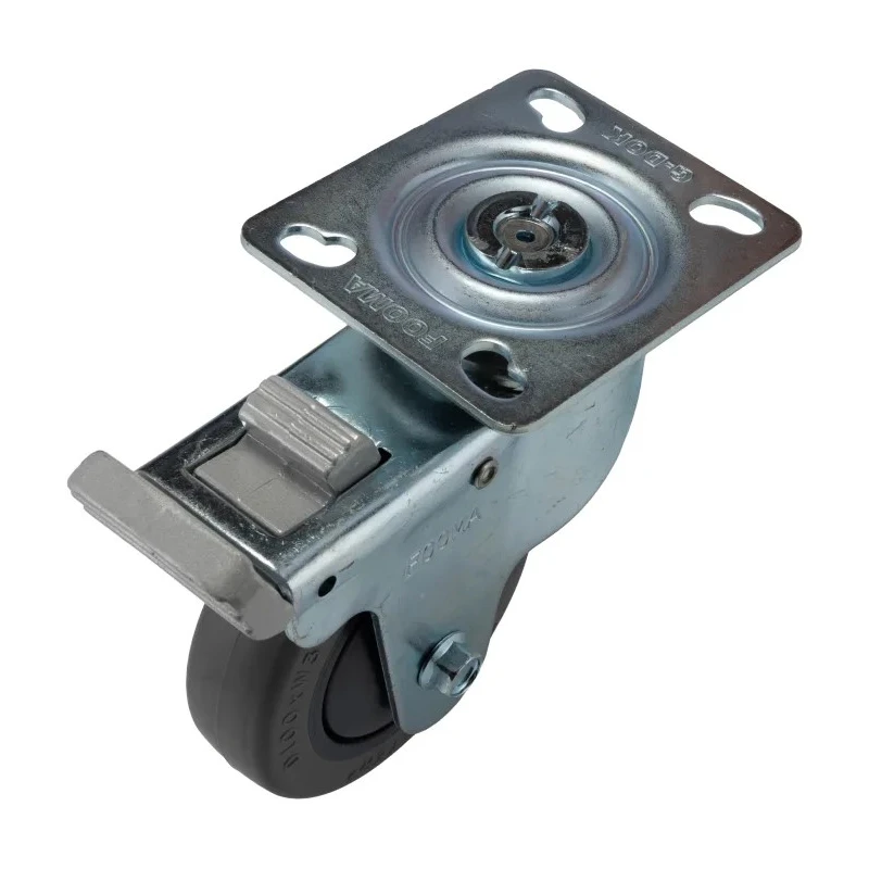 RS PRO Braked Swivel Castor 75 kg Capacity 100 mm Rubber Wheel 140 mm Overall Height 666-7561