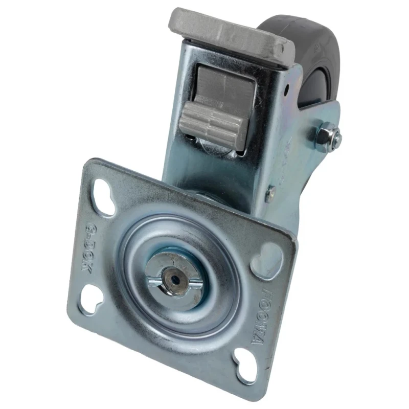 RS PRO Braked Swivel Castor 75 kg Capacity 100 mm Rubber Wheel 140 mm Overall Height 666-7561