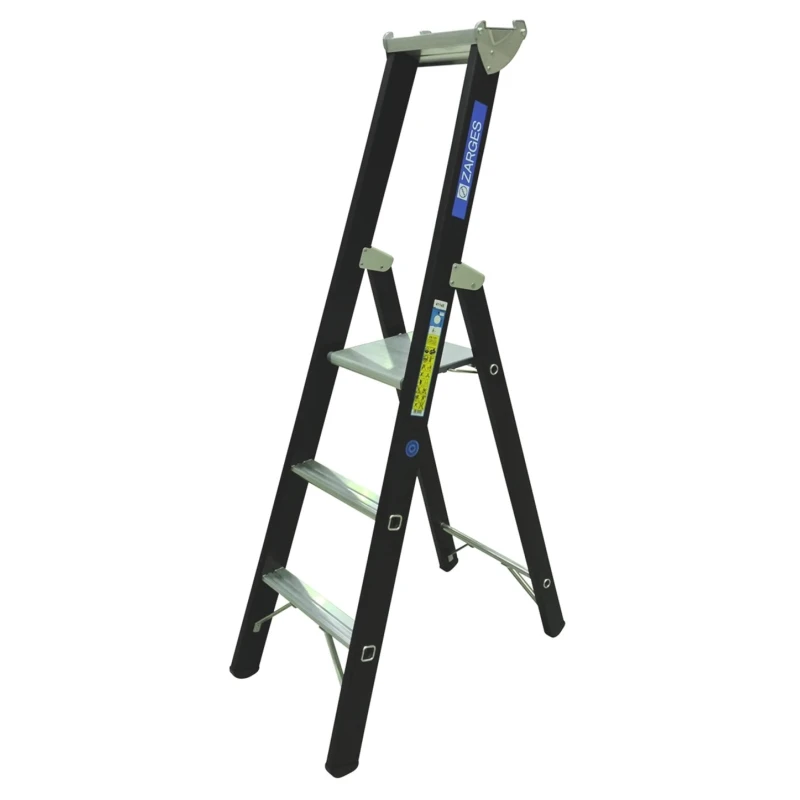 Zarges Aluminium 3 Steps Step Ladder with 0.8m Platform Height and 1.59m Open Length 41145