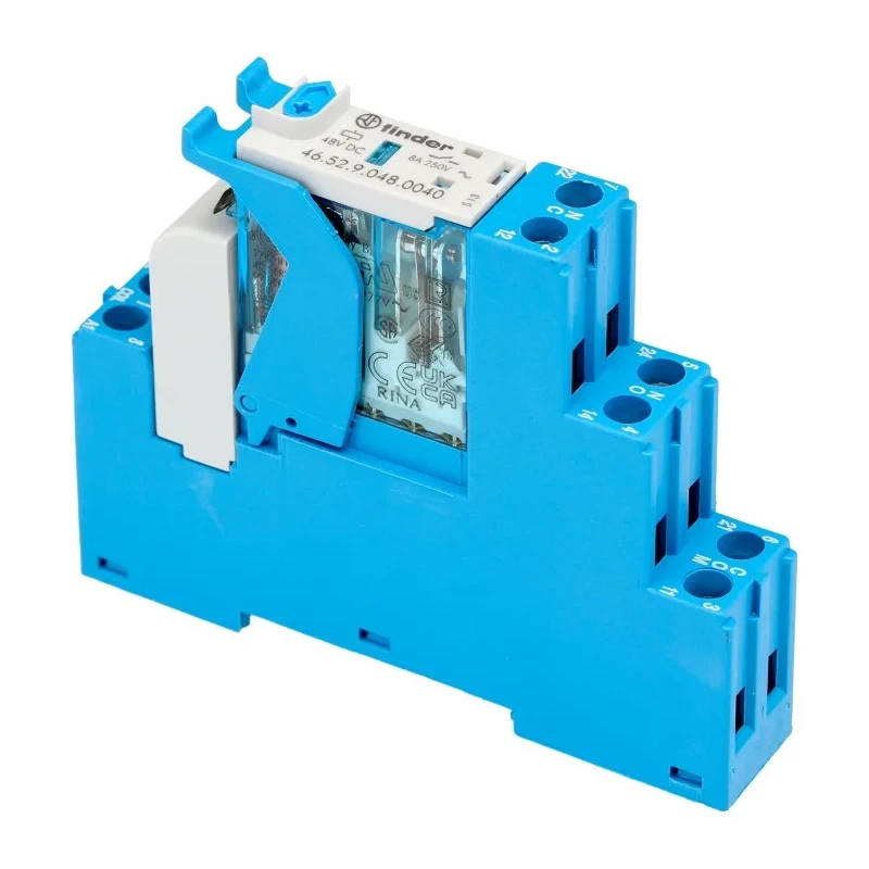 Finder 4C Series Electromechanical Interface Relay, DIN Rail Mount, 48V DC Coil, DPDT, 8A Load Current 4C.02.9.048.0050SPA