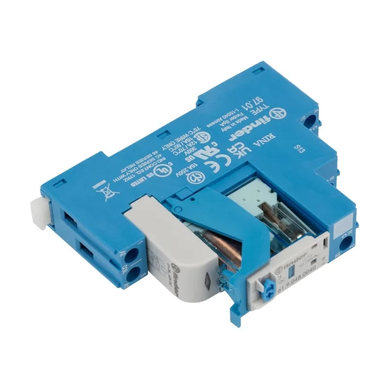 Finder 4C Series Interface Relay DIN Rail Mount 48V DC Coil SPDT Contact Configuration 16A Switching 4C.01.9.048.0050SPA