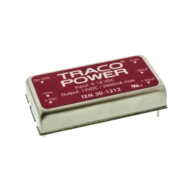 TRACOPOWER High Power Density Shielded Metal Case DC/DC Converter, 12V 2.5A, 18V Input, 9V Input, 30W, Through TEN 30-1212