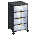 RS PRO Durable Polypropylene 4 Drawer Storage Unit 629 mm x 391 mm x 390 mm Black 838-6539