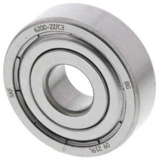 SKF Single Row Deep Groove Ball Bearing, 10 mm ID, 30 mm OD, 9 mm Width, Shielded, C3 Clearance 6200-2Z/C3