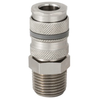 RS PRO Steel, Brass Pneumatic Quick Connect Coupling, 3/8 in Male G Single Shut Off Valve 667-1872