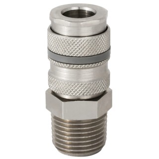 RS PRO Brass, Steel Pneumatic Quick Connect Coupling 1/2 in Male G Single Shut Off (One Side Valve) 667-1875