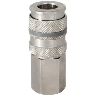 RS PRO Brass, Steel Pneumatic Quick Connect Coupling 3/8 in Female G Single Shut-Off 667-1885
