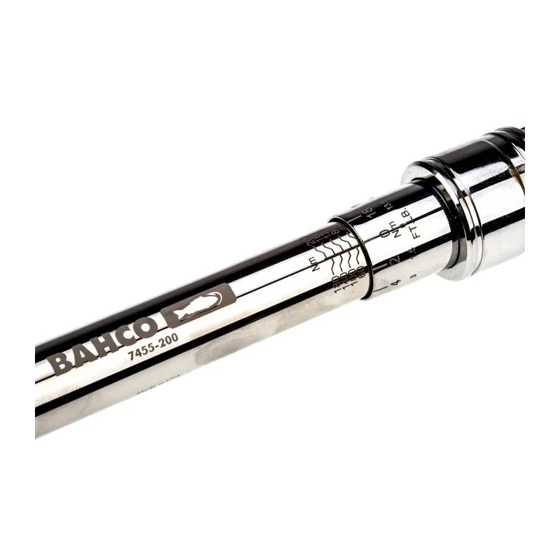 Bahco Click Torque Wrench, Mechanical, 40 to 200 Nm Torque Range, 1/2 in Square Drive, 483mm Length, Chrome Finish 7455-200