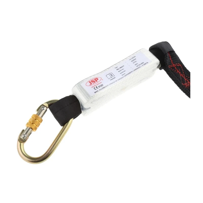JSP 2 m Single Tail Lanyard Carabiner Safety Fall Arrest Polyester Webbing FAR0305