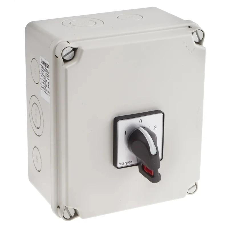 RS PRO 2-Pole Panel Isolator Switch IP65, 25A, 37 kW, 690V AC, Black Handle IP65