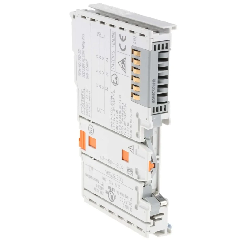 WAGO PLC I/O Digital Module 2 I/Os 5V dc DIN Rail Mount Silver Alloy Contacts 750-517