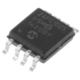 Microchip 1 MB Serial EEPROM, 400 ns Maximum Random Access Time, 8-Pin SOIJ Serial-I2C 24FC1025-I/SM