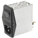 Schurter IEC Connector Male 2 Pole 2 Fuse 10A 250V AC Screw Mount Quick Connect 4304.4065