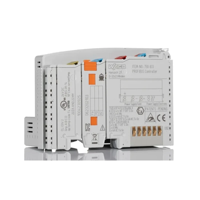 WAGO 753 Series PLC CPU, Profibus DP Communication, DIN Rail Mount, Ladder Diagram Programming 750-833