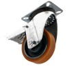 LAG Braked Swivel Castor, 300 kg Load Capacity, 100 mm Polyurethane Wheel, Galvanised Steel Frame, Model 23603 FR