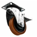 LAG Braked Swivel Castor, 300 kg Load Capacity, 100 mm Polyurethane Wheel, Galvanised Steel Frame, Model 23603 FR