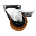 LAG Braked Swivel Castor, 300 kg Load Capacity, 100 mm Polyurethane Wheel, Galvanised Steel Frame, Model 23603 FR