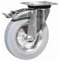 LAG Braked Swivel Castor, 80 kg Load Capacity, 100 mm Rubber Wheel, Galvanised Steel Frame, Model 12258G FR