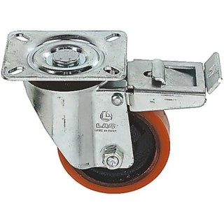 LAG Braked Swivel Castor 300 kg Capacity 125 mm Polyurethane Wheel 23609 FR