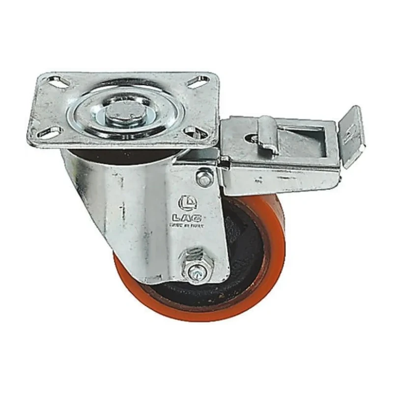 LAG Braked Swivel Castor 300 kg Capacity 125 mm Polyurethane Wheel 23609 FR