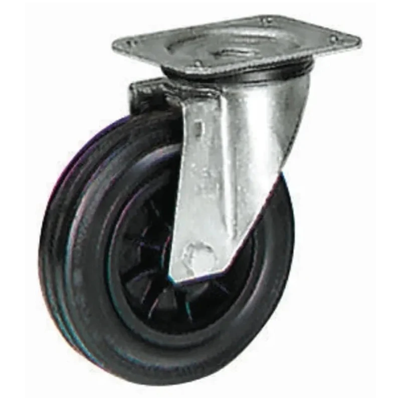 LAG Swivel Castor 200 mm Wheel Diameter 205 kg Load Capacity Rubber Wheel Galvanised Steel Frame 13936